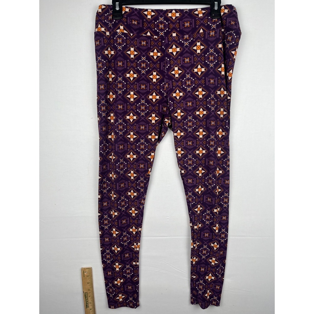 LuLaRoe Leggings Womens Tall & Curvy Geometric Print Purple TC Large